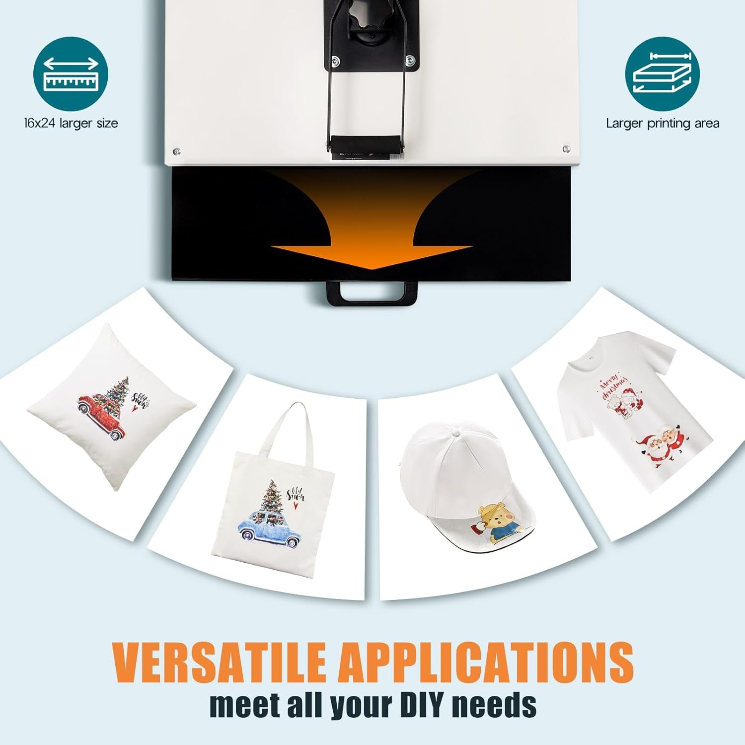 SPECRAFT 16X24 Heat Press, Industrial Digital Sublimation Machine for T-Shirts, Clamshell Design with Sewing Rulers, White