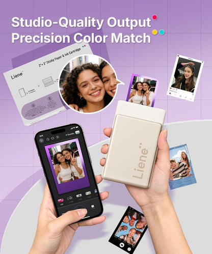 Liene Pearl N200 Pro Portable Photo Printer Photo Paper 50 Sheets & 5 Cartridges, Picture Printer Sticker Paper Adhesive, Waterproof, Smudge Proof, Photo Paper Only for DMP130 for Scrapbook