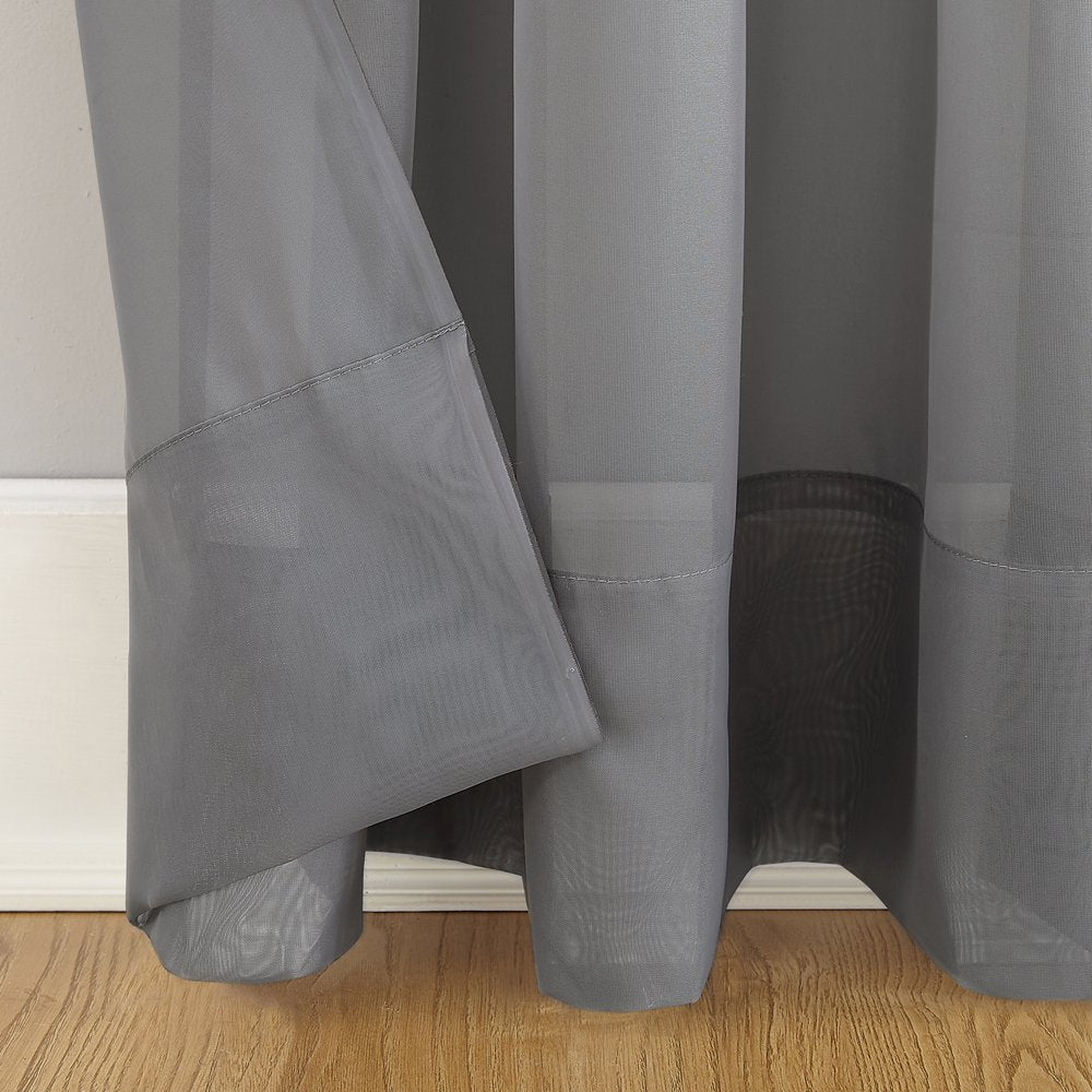 Marjorie Sheer Voile Curtain, Single Panel, 59"W X 63"L, Gray