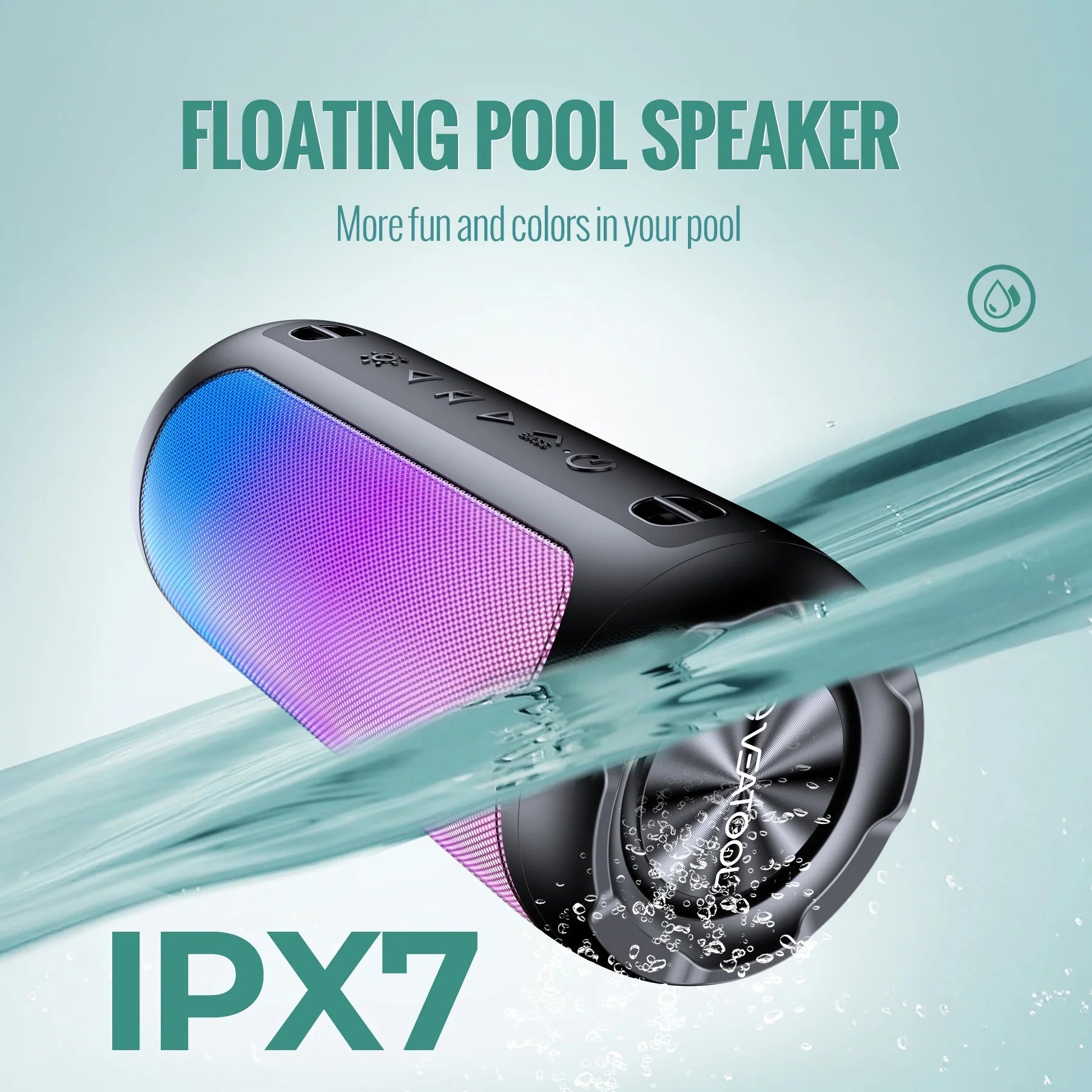 Portable Bluetooth Speaker,Floating Dustproof Speaker,25W Stereo Sound Wireless Speaker with Cool Dynamic LED Lights, IPX6 Waterproof Bluetooth Speakers, BT5.3, TWS Surround Pairing