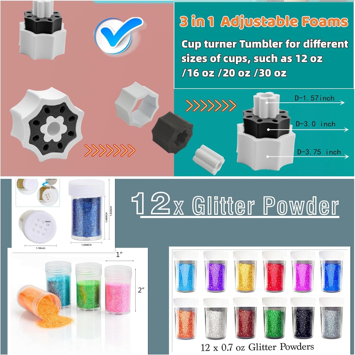 LFSUM 4 Arm Cup Turner for Crafts Tumbler,Multi Tumbler Spinner Machine Kit,Tumbler Turner DIY Glitter Epoxy Resin Tumblers (4X-Cup-Blue)