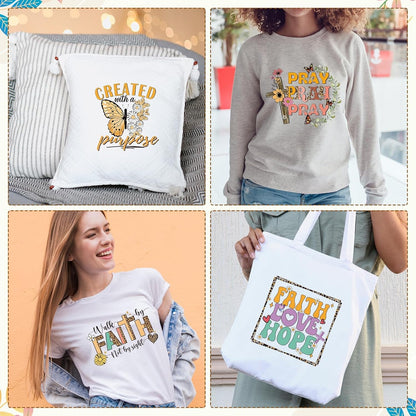 Dtf Transfers Ready to Press - 9 Pcs Christian Faith Iron on Transfers for T-Shirts Heat Transfer Vinyl Stickers God Jesus Iron on Patches Decals for Clothes Bag Pillow DIY Fabric Decor
