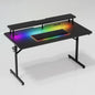 Lumina Elite LED Gaming Desk with USB and Power Outlets, for Home and Office, Monitor Stand and Wireless Charging, Black