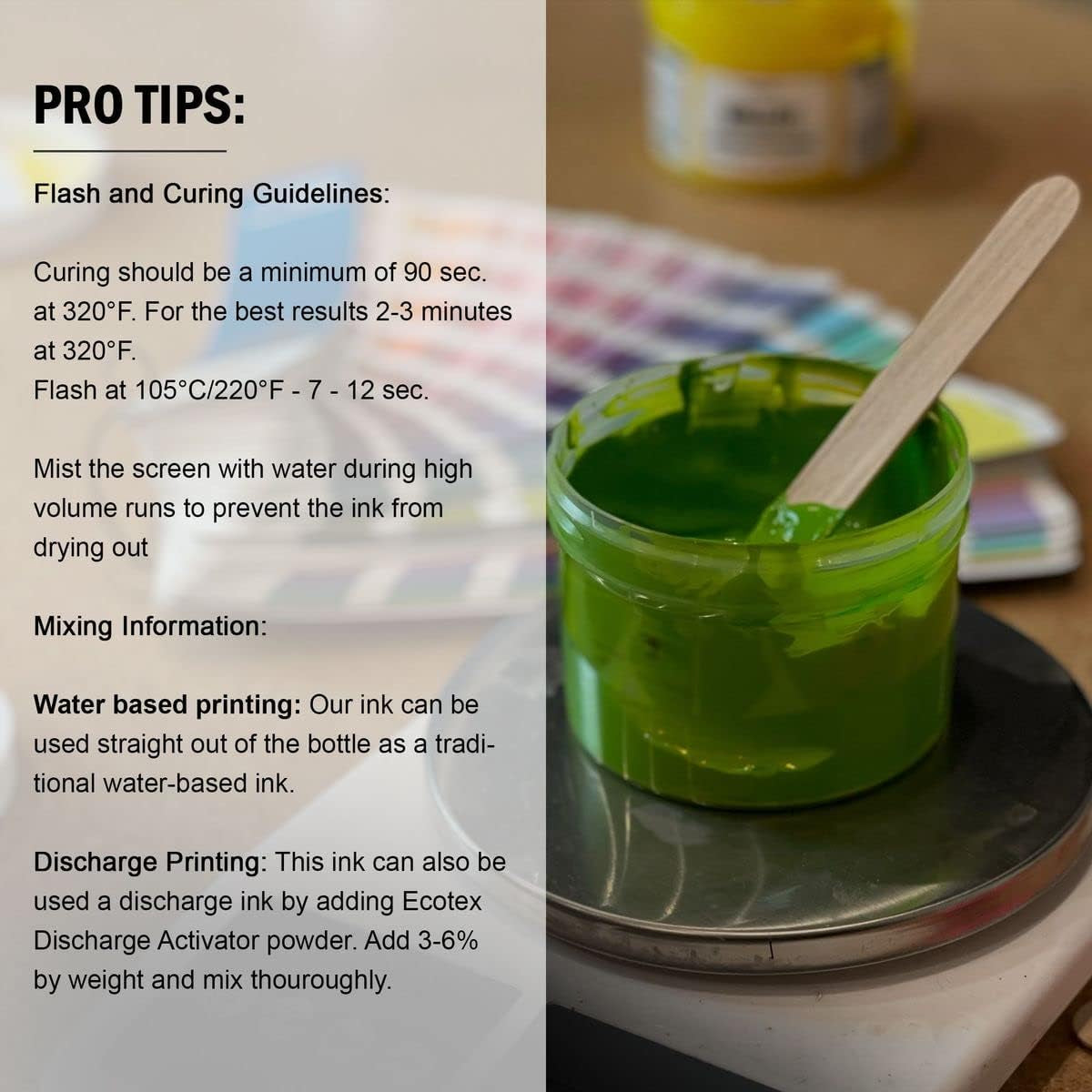 Screen Printing Ink Set (6 Color, 8 Oz.) - Ecotex® Water Based Fabric Ink, Silk Screen Ink, Ink for Shirt Printing - Screen Printing Supplies for Screen Printing Kit, Includes Discharge Activator