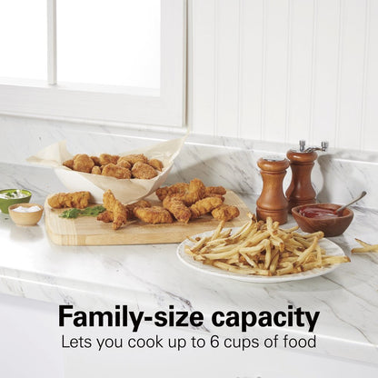 8 Cup Deep Fryer, Family-Size Food Capacity Cooks up to 6 Cups of Food, Red, 35336