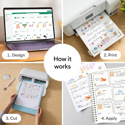 Cricut Printable Vinyl - 25 White Sheets, US Letter Size (8.5In X 11In) - Compatible with Inkjet Printers - for Joy Xtra, Explore, & Maker Machines