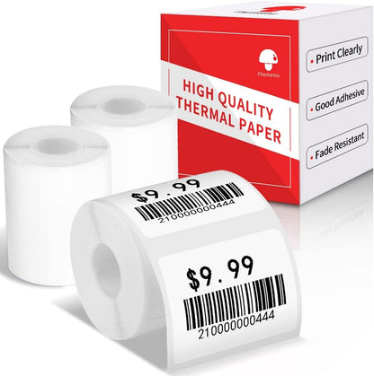 Phomemo M110 Labels Paper for M110 M120 M200 M220 M221 M150 M250 M260 M108 M100 Label Printer Square Self-Adhesive Paper Thermal Label 1.18" X 0.79" (30X20Mm), 300 Labels/Roll, Black on White
