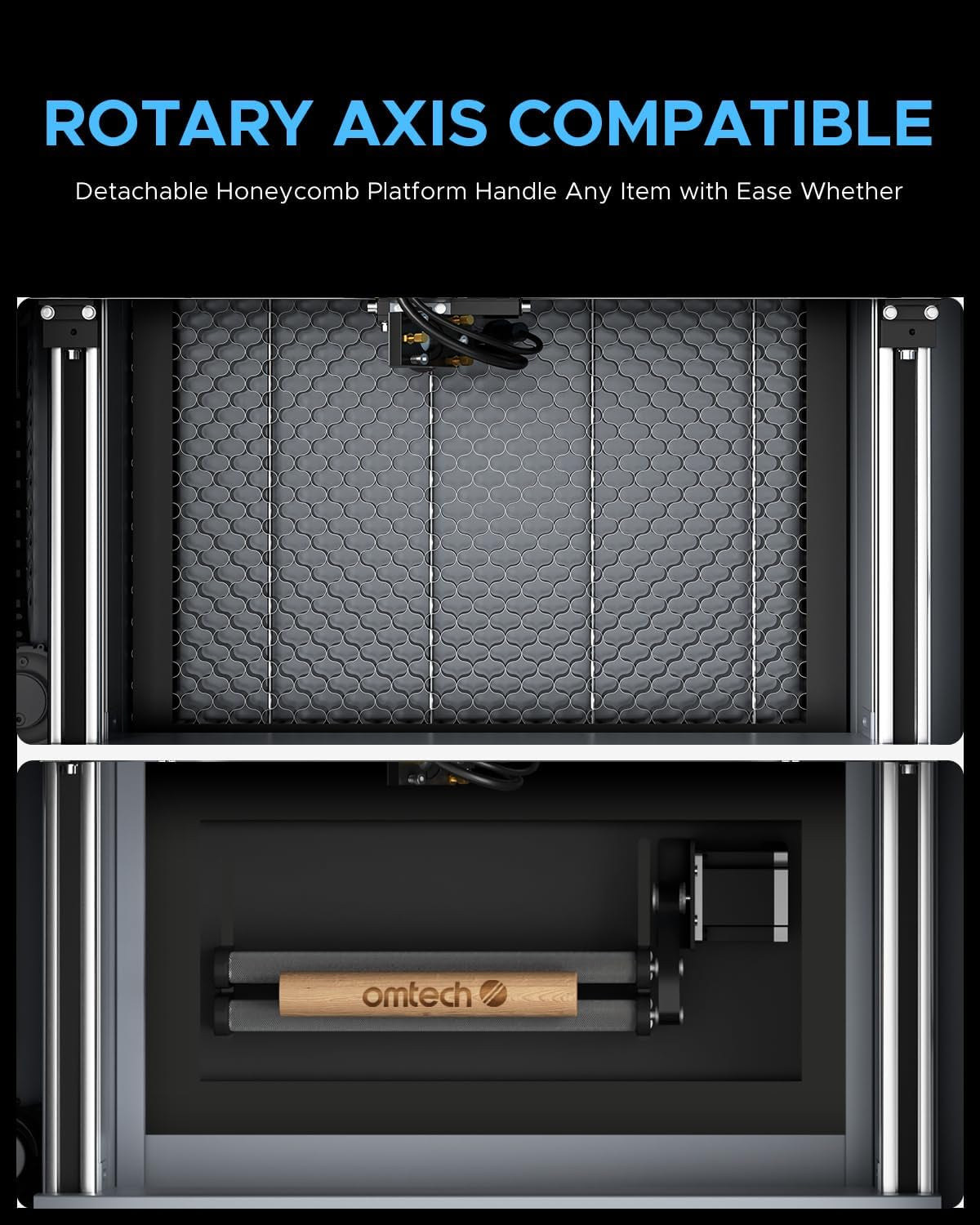 Omtech K40+ CO2 Laser Engraver with Rotary Axis, 8"X12" 45W Desktop Laser Engraving Machine for Home Use, Lasergrbl Lightburn Compatible Laser Engraver Cutter with Adjustable Laser Head Air Assist