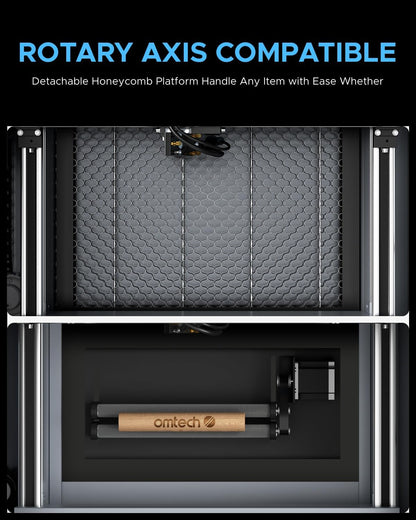 Omtech K40+ CO2 Laser Engraver with Rotary Axis, 8"X12" 45W Desktop Laser Engraving Machine for Home Use, Lasergrbl Lightburn Compatible Laser Engraver Cutter with Adjustable Laser Head Air Assist