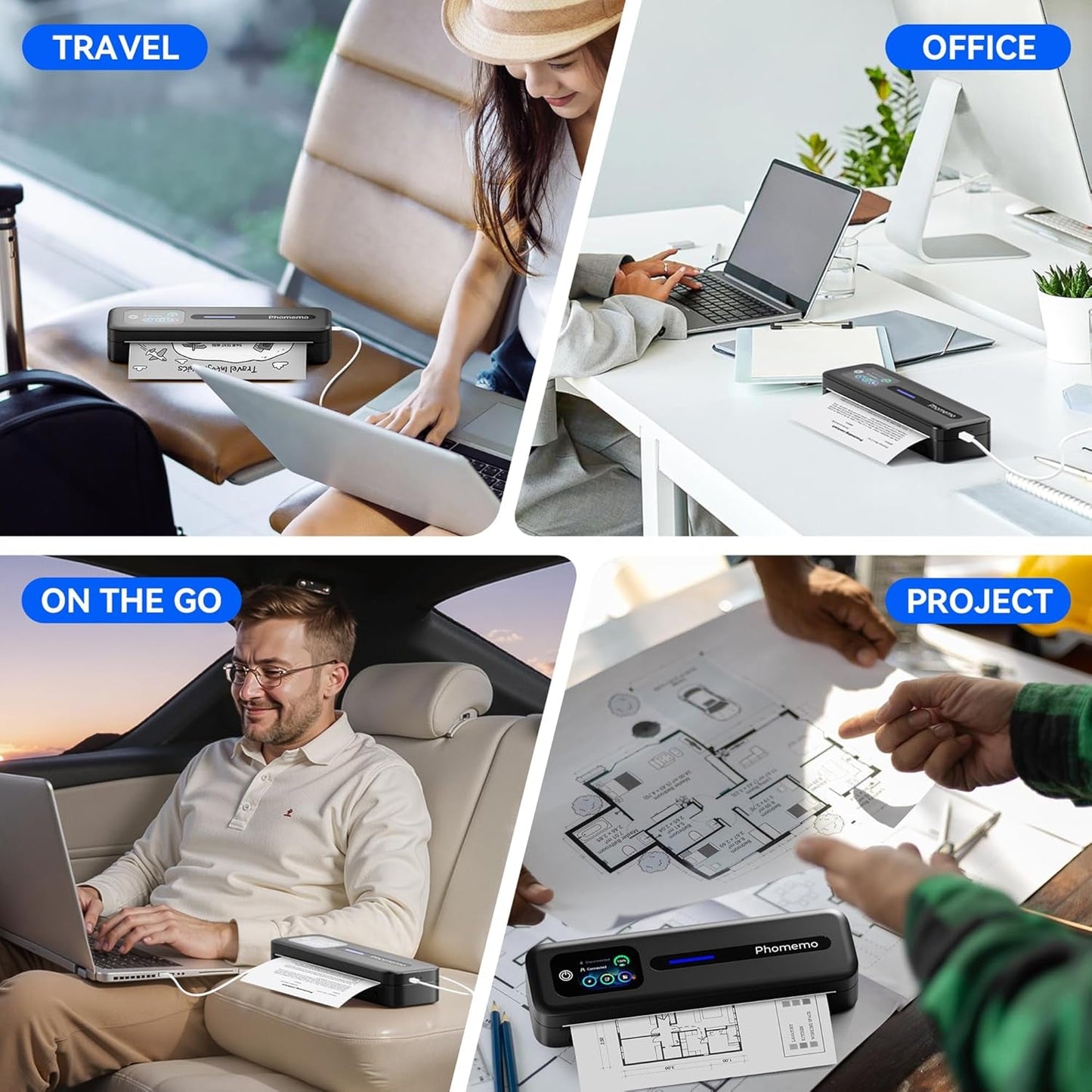 Phomemo Upgraded Portable Printer with Touchscreen for Travel, M832D Thermal Inkless Mobile Printer Supports 8.5"X11" US Letter & A4, Compatible with Ios, Android, PC, Valentine Gifts for Men & Women