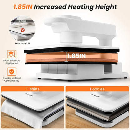 AKEYDIY 15X15 Heat Press, Dual Auto Heat Press Machine for T-Shirts, 360° Swing Away Heat Press with Auto Press Release for Sublimation Pillows, Canvas Bags, Puzzles, Coasters (15X15 White)
