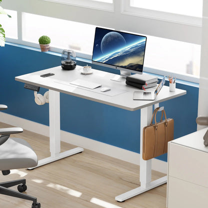 Electric Standing Desk, Height Adjustable Desk, 55 X 24 Inches Ergonomic Stand up Desk with Memory Preset and T-Shaped Metal Bracket for Home Office