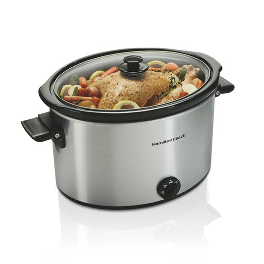 Slow Cooker, 10 Quart Capacity, Extra-Large, Removable Crock, Silver, 33190