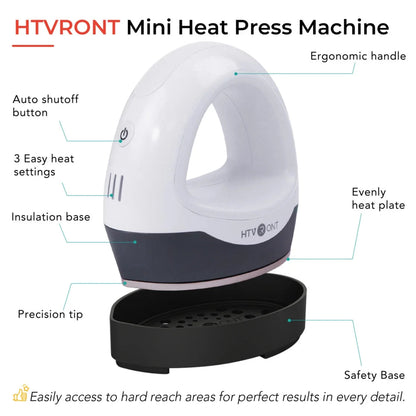 HTVRONT Mini Heat Press Machine, Portable Iron Press for Heating Transfer Objects