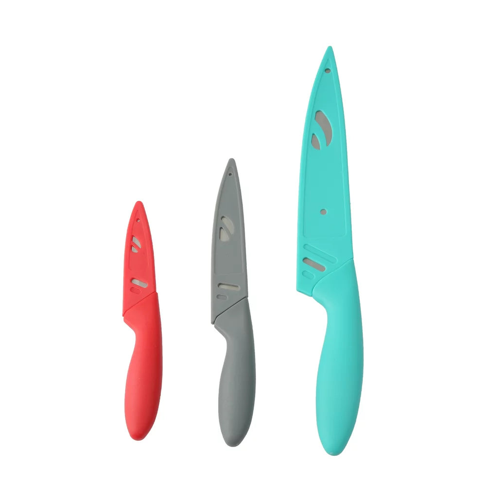 3 Piece Stainless Steel Color Knife Set with Ergonomic Handles