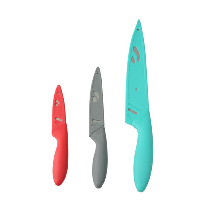 3 Piece Stainless Steel Color Knife Set with Ergonomic Handles