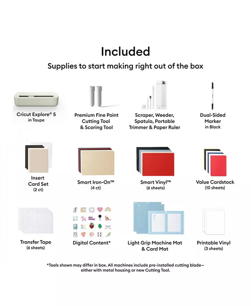 Explore 5 Essentials Machine Bundle with Rainbow Smart Vinyl and Smart Iron-On Sheets and 100+ Project Design Ebook