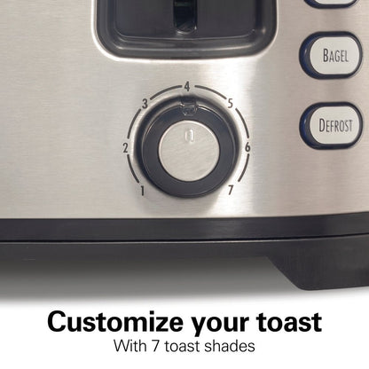 4 Slice Toaster, Extra-Wide Slots, Defrost and Bagel Functions, Shade Selector, Toast Boost, Auto-Shutoff and Cancel Button, Black, 24633