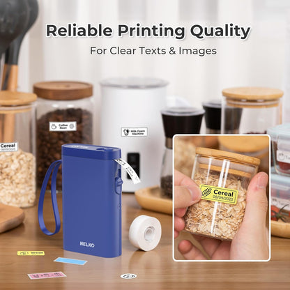 Nelko Label Maker Machine with Tape, P21 Bluetooth Label Printer, Wireless Mini Label Makers with Multiple Templates for School Office Home, Blue
