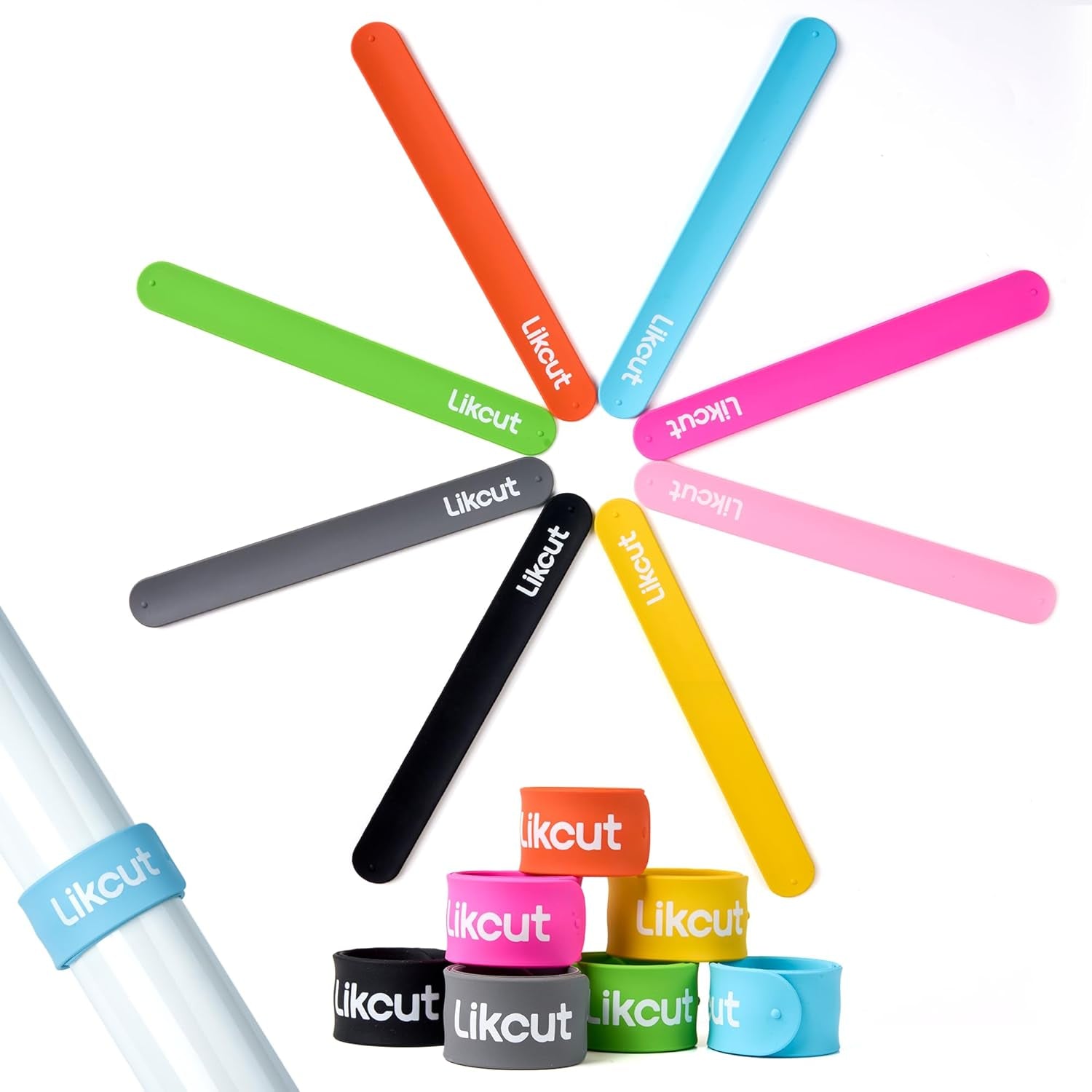 Vinyl Holder Slap Bracelet Set - 8 Pcs Silicone Wrapping Paper Roll Holder for Vinyl Rolls Storage, Wallpaper and Poster Storage, Craft Room Organizing