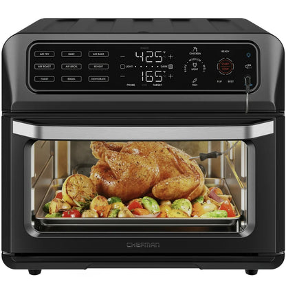 12-In-1 Air Fryer Oven Combo W/ Probe Thermometer, 20 Qt Capacity, Black Stainless Steel