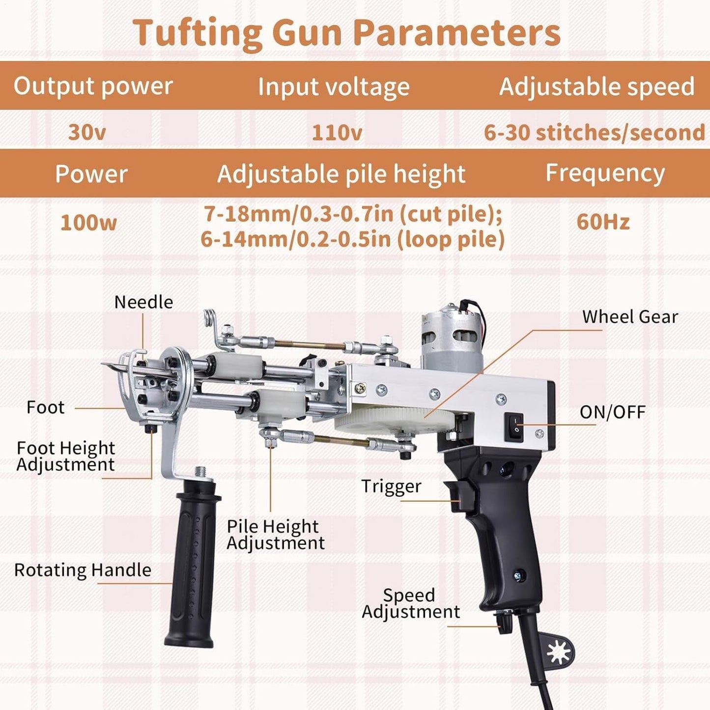 Rug Tufting Frame,100W Rug Tufting Guns with Carpet Trimmer Kit,Cut Loop Pile Carpet Guns& Carving Clippers, Rug Maker Machine Starters Kit& Trimmer& Cloth& Yarn(Olive Black)