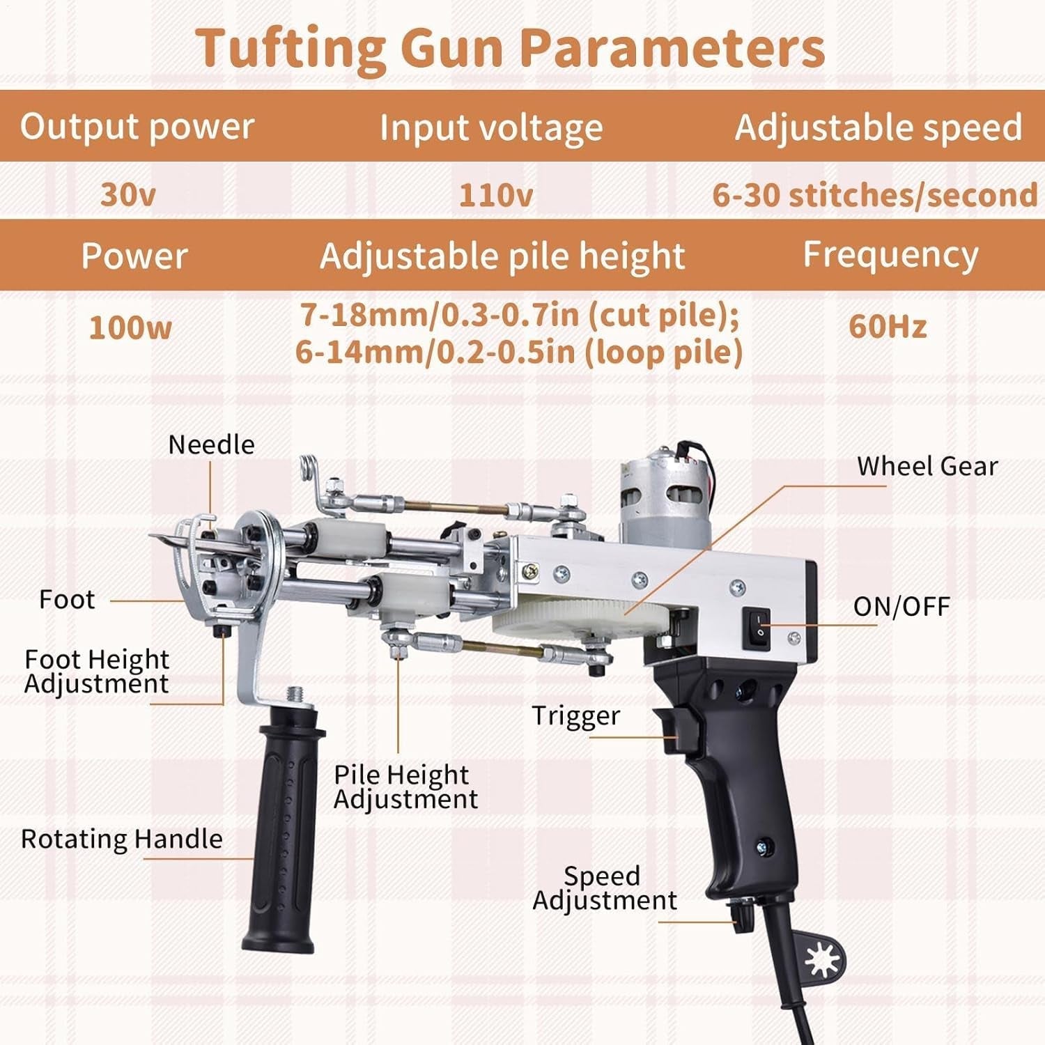 Rug Tufting Frame,100W Rug Tufting Guns with Carpet Trimmer Kit,Cut Loop Pile Carpet Guns& Carving Clippers, Rug Maker Machine Starters Kit& Trimmer& Cloth& Yarn(Olive Black)