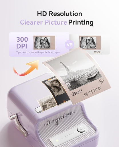 NIIMBOT B21 Pro Label Maker, 300DPI HD Label Printer, Ideal for Notes,Photos, Study Graphics, Memo Maker,50X30Mm Label(Purple)