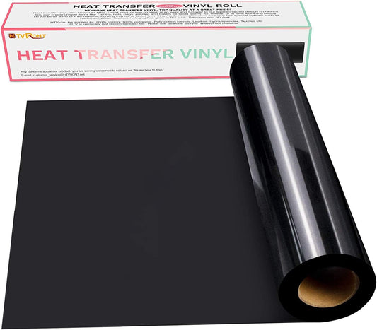 HTV Black Heat Transfer Vinyl Rolls - 12" X 15Ft Black HTV Vinyl for Shirts, Black Iron on Vinyl for All Cutting Machines - Easy to Cut & Weed for Heat Vinyl Design