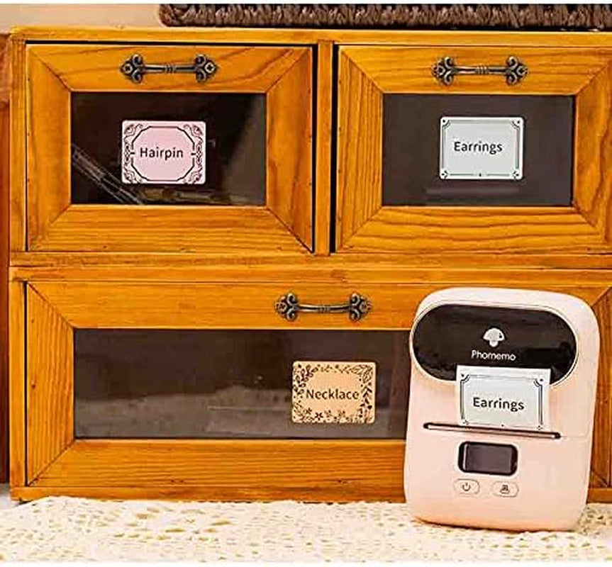 Phomemo M110/M100/M220/M250/M108 Sticker Labels- 1.57"X1.18"(40X30Mm) Black on Pink, Khaki and Blue Label for Small Business, Home, Office, 230 Labels/Roll