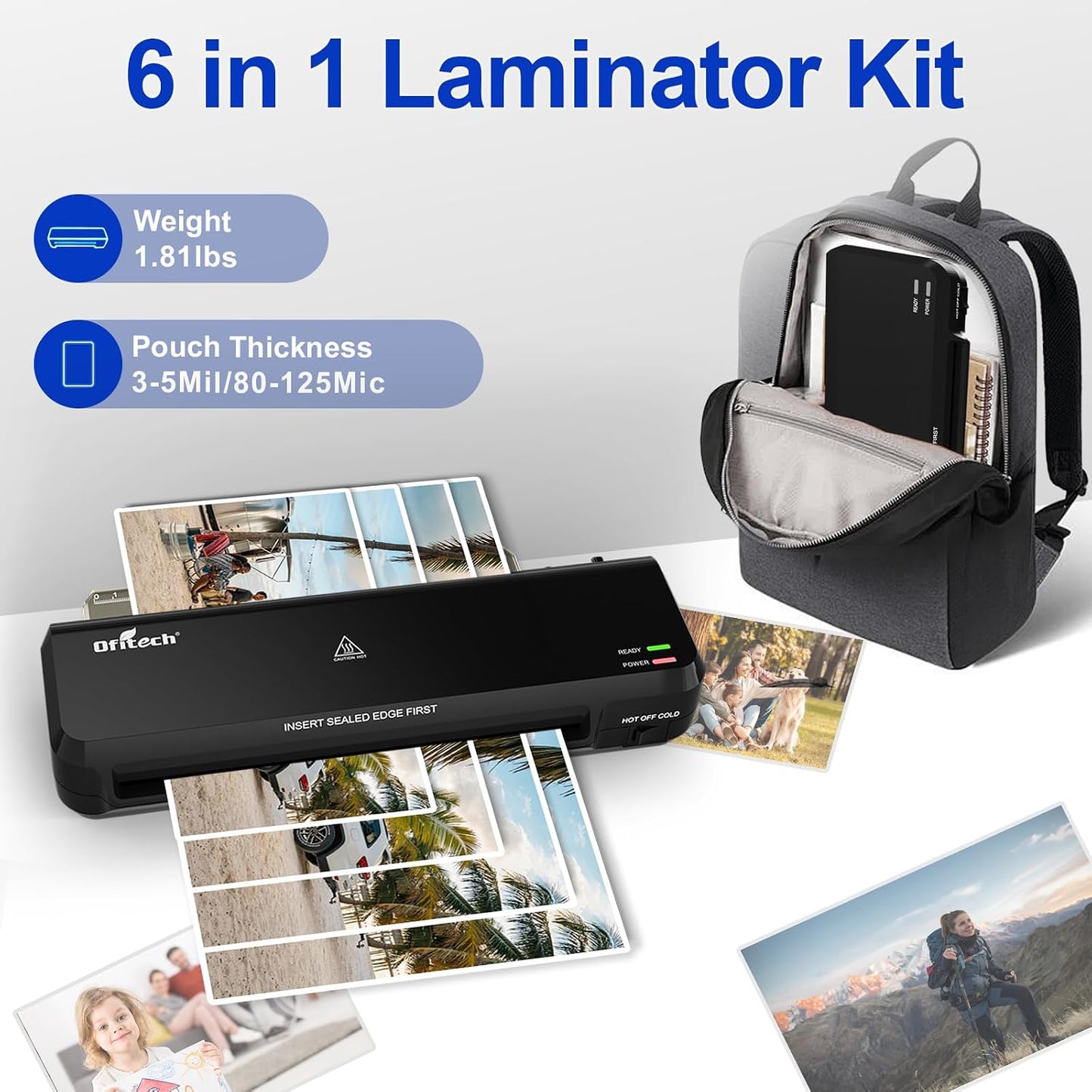 9 Inch Laminator Machine with 40 Laminating Sheets | Laminator with NTC Technology Continuous Operation and Quick 2-Min Warm-Up for Home,Office,School Use-Black