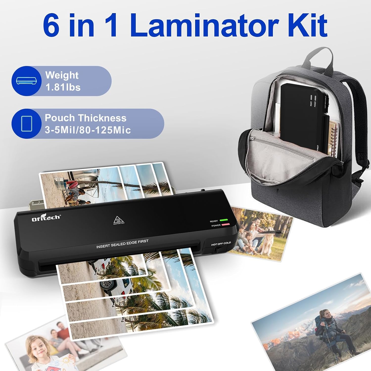 9 Inch Laminator Machine with 40 Laminating Sheets | Laminator with NTC Technology Continuous Operation and Quick 2-Min Warm-Up for Home,Office,School Use-Black