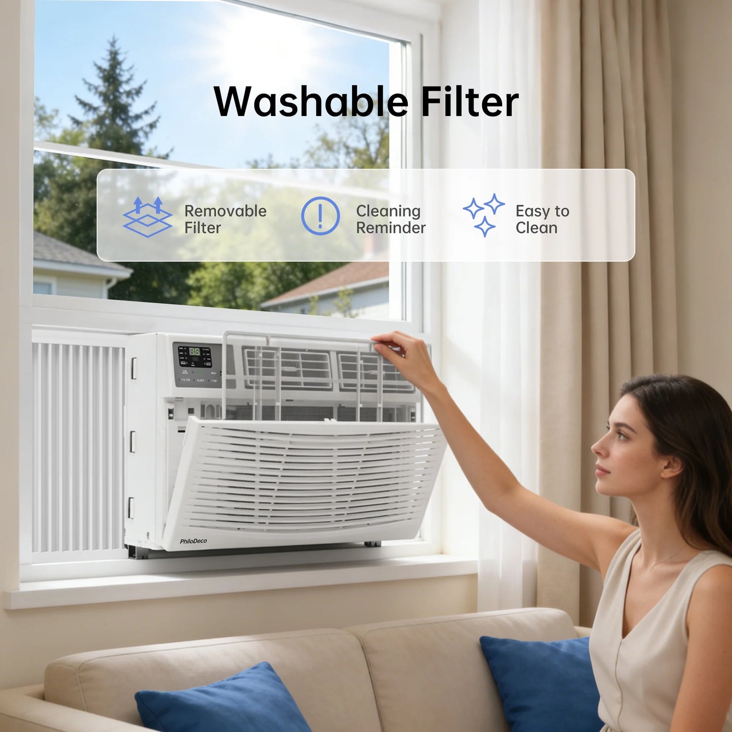 18000 BTU Window Air Conditioner 1000 Sq Ft. Ac Units Intelligent , LED Diswplay Screen, with Remote Control, Dehumidifier/Fan, Operates Quietly, Energy-Saving. 24 Timer, 208/230 VOLTS