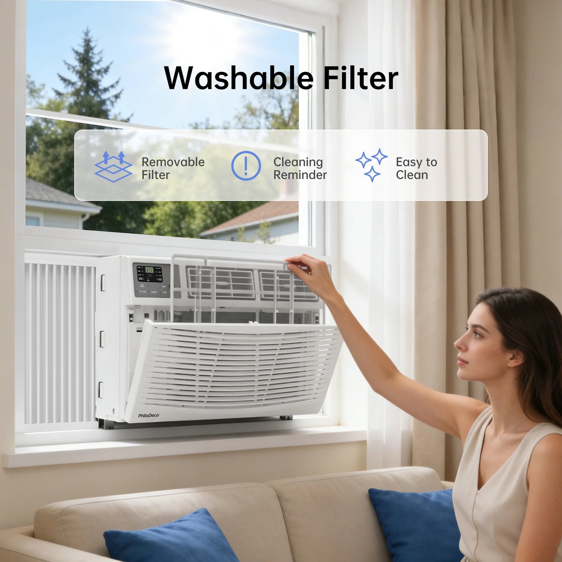18000 BTU Window Air Conditioner 1000 Sq Ft. Ac Units Intelligent , LED Diswplay Screen, with Remote Control, Dehumidifier/Fan, Operates Quietly, Energy-Saving. 24 Timer, 208/230 VOLTS