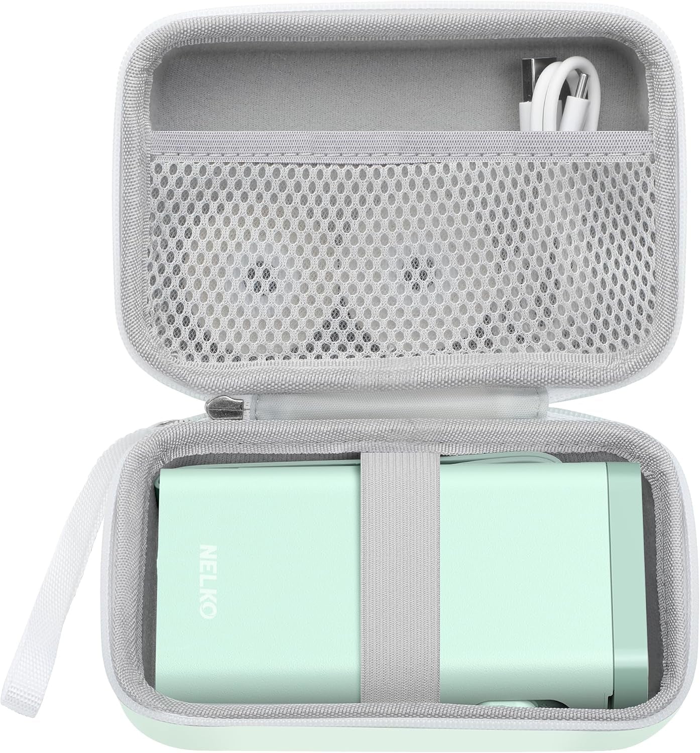 Nelko Genuine Case for P21 Label Maker, Compatible with Phomemo D30 D35 Label Maker, for NIIMBOT D11 D110, for Jadens/Memoking/Supvan, Box with Mesh Pocket for Batteries Accessories (Case Only), Green