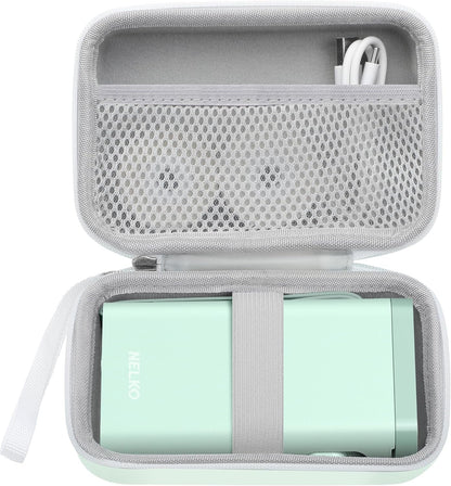 Nelko Genuine Case for P21 Label Maker, Compatible with Phomemo D30 D35 Label Maker, for NIIMBOT D11 D110, for Jadens/Memoking/Supvan, Box with Mesh Pocket for Batteries Accessories (Case Only), Green