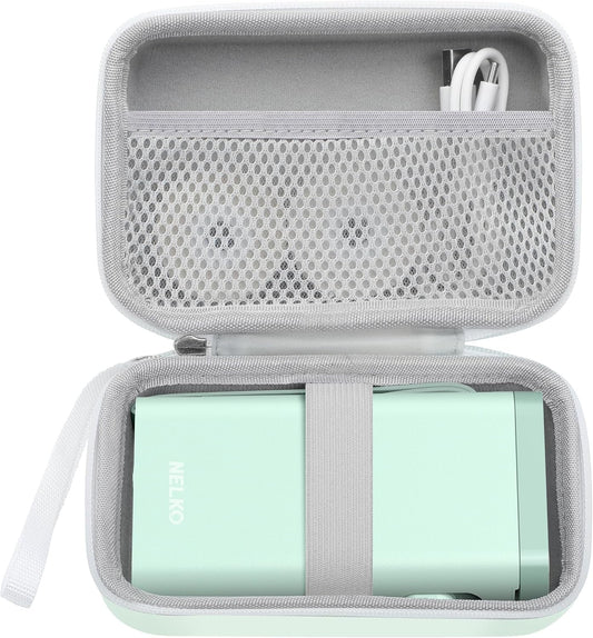 Nelko Genuine Case for P21 Label Maker, Compatible with Phomemo D30 D35 Label Maker, for NIIMBOT D11 D110, for Jadens/Memoking/Supvan, Box with Mesh Pocket for Batteries Accessories (Case Only), Green
