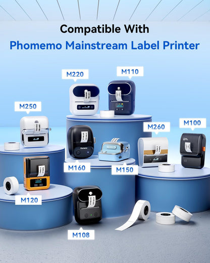 Phomemo M110 Labels-Sticker Labels 3 Roll 1280 Labels for M110/M100/M220/M221/M108 Label Printer,3/4" X 3/8"(20X10Mm), 1280 Labels/Roll, for Barcode/Address/Mailing/Logo/Business/Home Tag