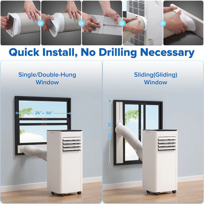 8000 BTU Ashare Portable Air Conditioner, 4-In-1 AC Unit with Fan, Cool and Dehumidifier, Sleep Mode, Remote Control, for Rooms up to 350 Sq Ft