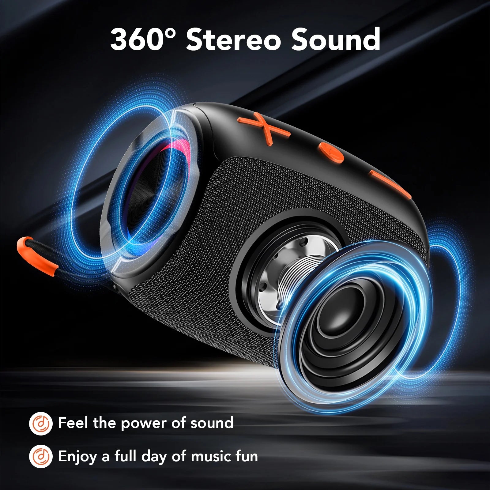 Portable Bluetooth Speaker with Lights, Powerful Crystal Clear Sound, IP67 Waterproof, All Day Playtime, Aux&Tf-Card Input, Bluetooth 5.4, TWS Paring, Small Wireless Speaker for Outdoor, Gift Ideas
