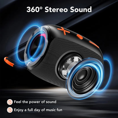 Portable Bluetooth Speaker with Lights, Powerful Crystal Clear Sound, IP67 Waterproof, All Day Playtime, Aux&Tf-Card Input, Bluetooth 5.4, TWS Paring, Small Wireless Speaker for Outdoor, Gift Ideas
