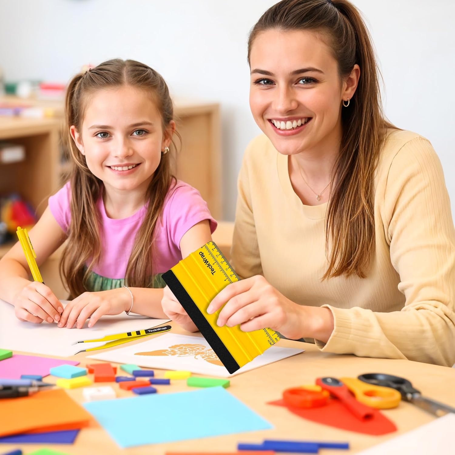 Vinyl Craft Tool Kit – Retractable Pin Pen, 6" Felt Squeegee for Vinyl with Ruler & Precision Tweezers for Decals, HTV & Iron-On Projects