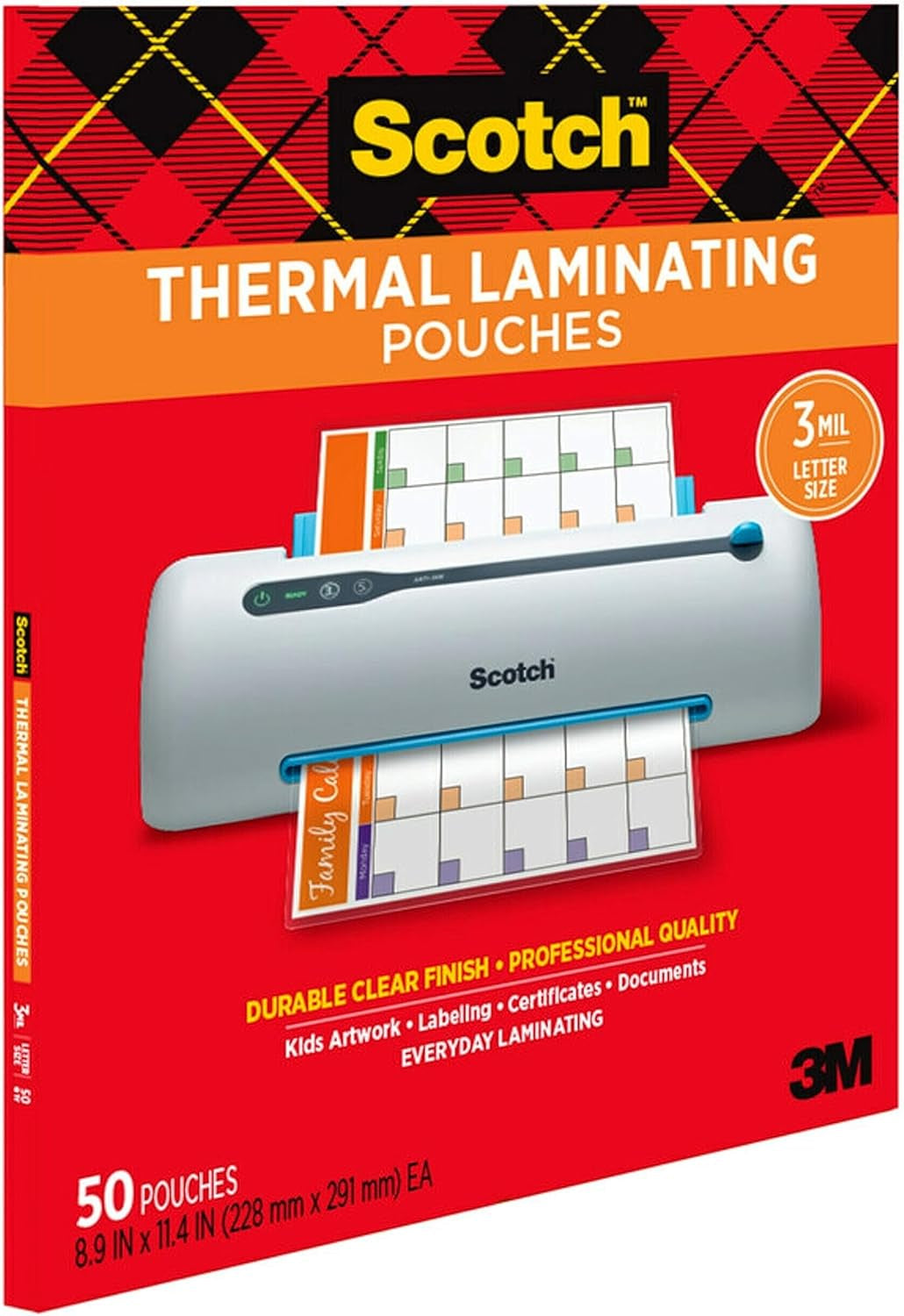 Thermal Laminating Pouches, 50 Pack Laminating Sheets, 3 Mil, 8.9 X 11.4 Inches, Education Supplies & Craft Supplies, for Use with Thermal Laminators, Letter Size Sheets (TP3854-50)