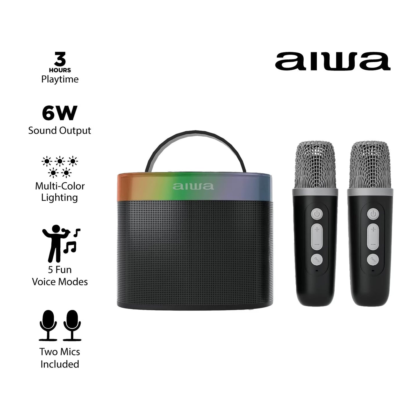 Light up Wireless Karaoke Speaker, Black, AI6029-BLK