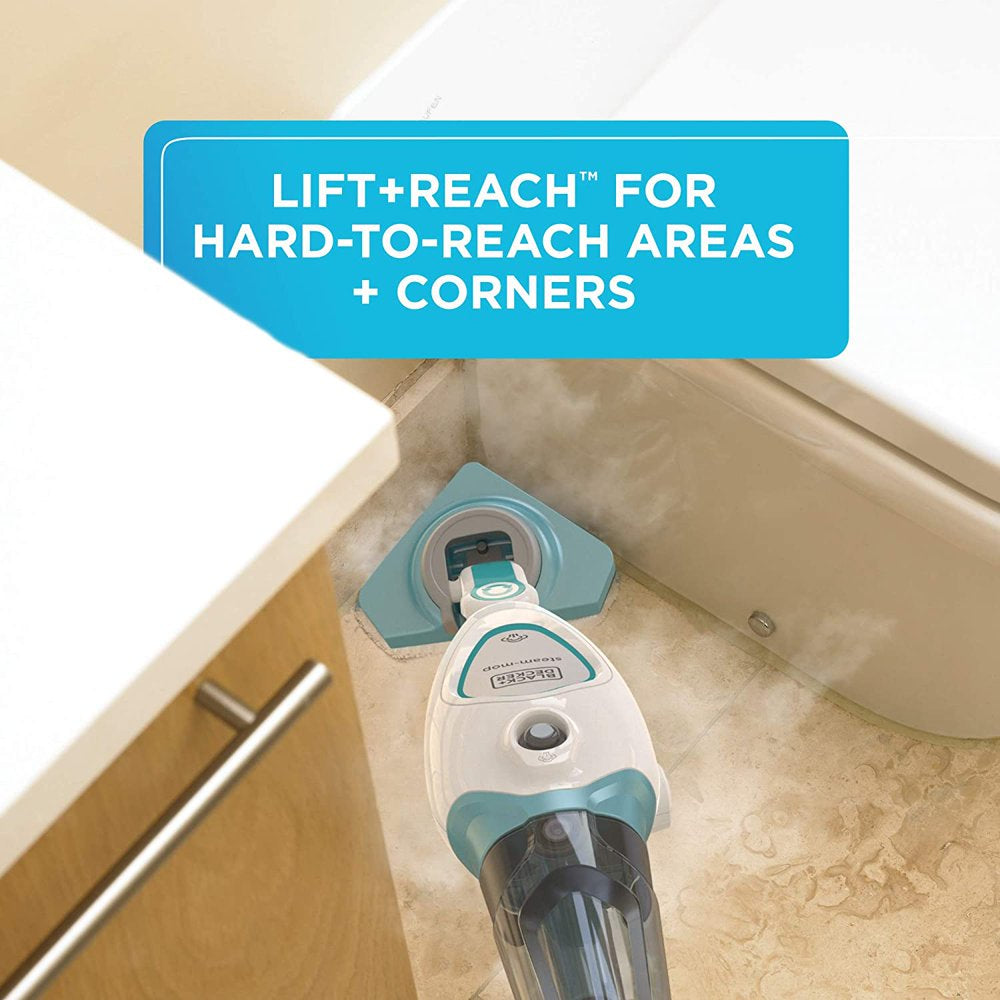 Steam Mop with Lift and Reach Detachable Head and Extra Mop Pads, BDH1715SMAPB