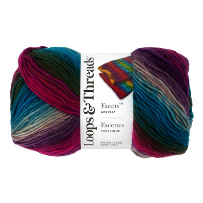 Loops & Threads Vivid Facets Yarn - Medium Weight Yarn for Knitting, Crochet, Weaving, Arts & Crafts, 15 Pack