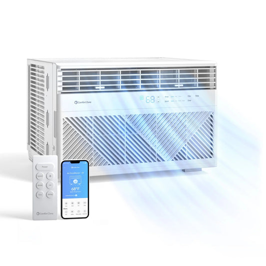 8,000 BTU Window Mounted Air Conditioner with Remote Control, Wi-Fi