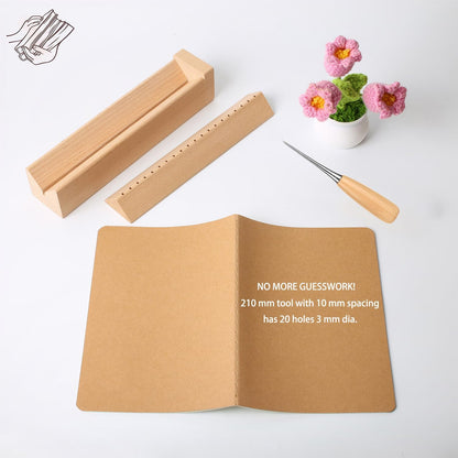 Beech Wood Book Binding Cradle with an Awl,Book Binding Kits Used for Bookbinding Hole Punching,Sturdy and Durable, Easy to Store, Bookbinding Supplies Punch Tools