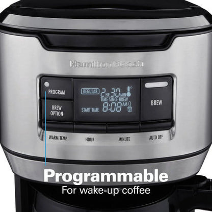 Front Fill Coffee Maker, 14 Cups, Glass, Stainless Steel and Black, 46392