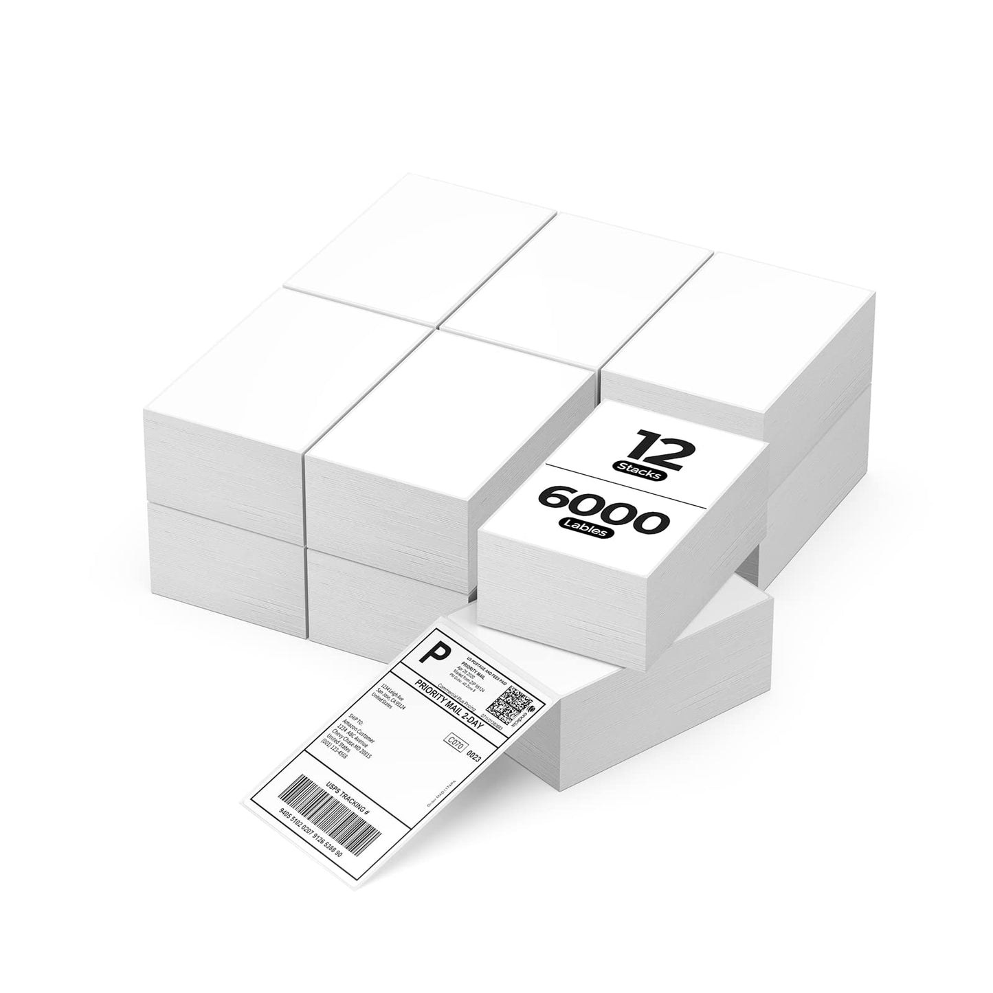 MUNBYN Thermal Direct Shipping Label (Pack of 500 4x6 Per Fanfold Labels) - Commercial Grade